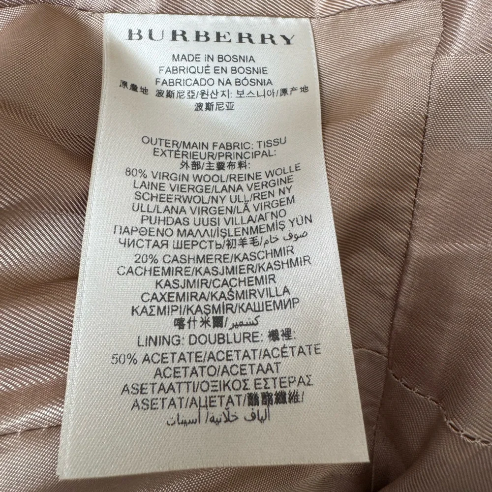Burberry London Size US 8 Littleton Wool Cashmere Peplum Short Trench, Camel - Picture 8 of 15